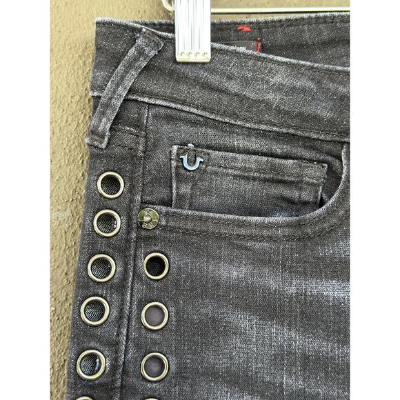 True Religion Women’s 29 Halle Mid Rise Super Skinny Jeans in Rock Solid Wash - Picture 6 of 14